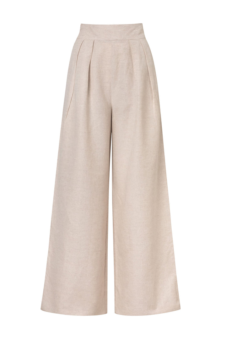 The Pleated Cotton-Linen Pants