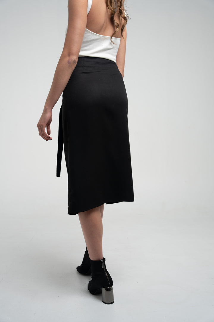 Asymmetrical Tencel Wrap-Skirt