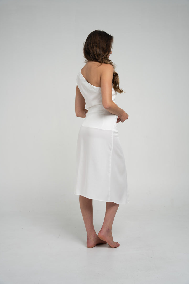 Asymmetrical Tencel Wrap-Skirt